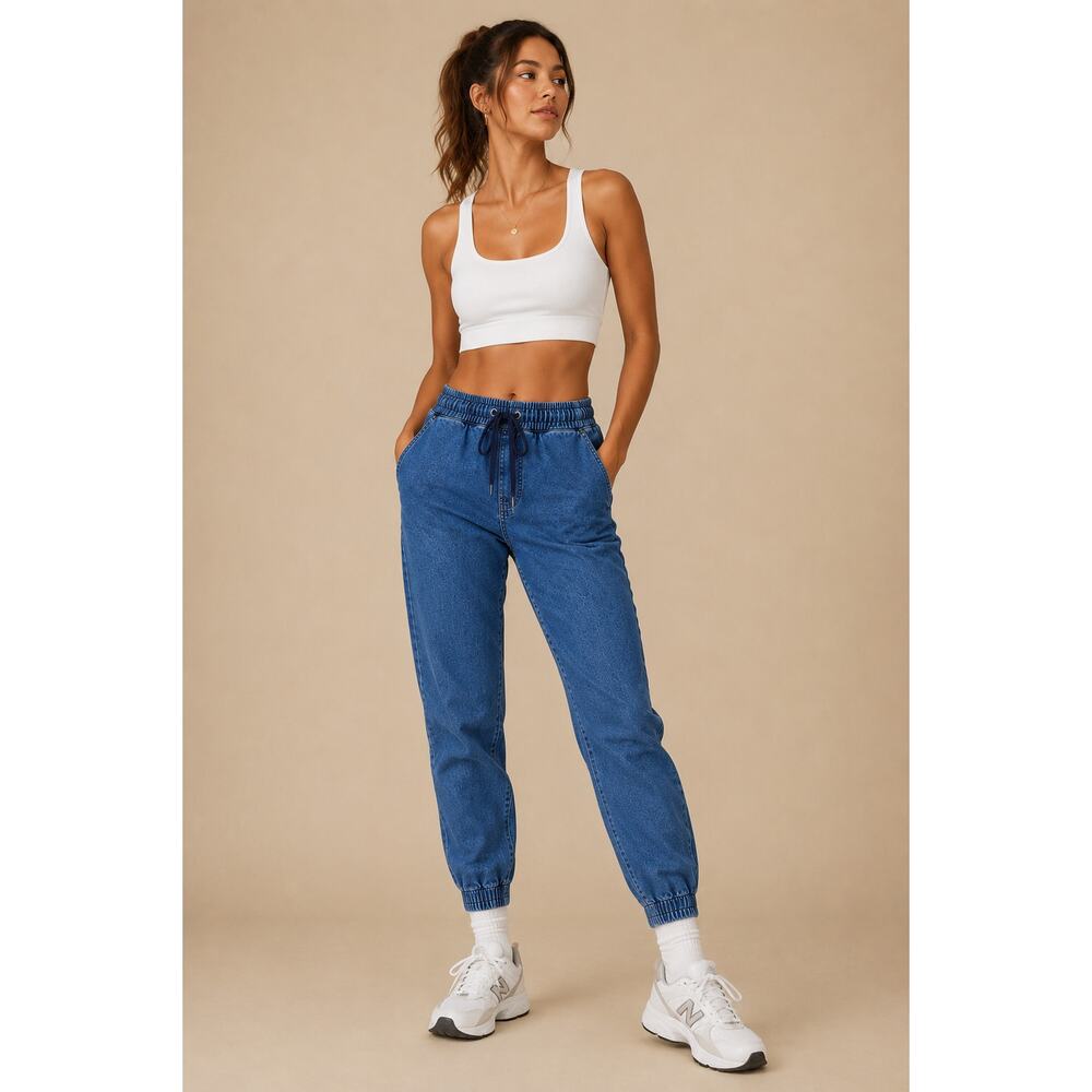 Levi’s Womens Denim Joggers Small Blue High Rise Stretch Tapered Comfort Jeans